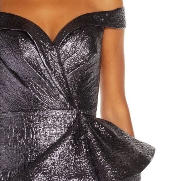 Mac Duggal Off Shoulder Metallic Amethyst Side Ruffle Cocktail Dress Size 14 - Picture 7 of 16